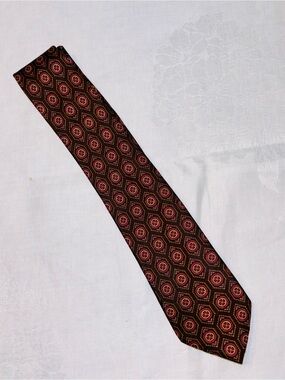 Oscar de la Renta Vintage Silk Tie Geometric Medallion Necktie Classic